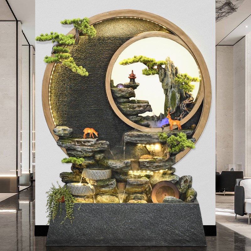 落地假山喷泉流水摆件水幕墙玄关B屏风景观客厅阳台办公室酒店装