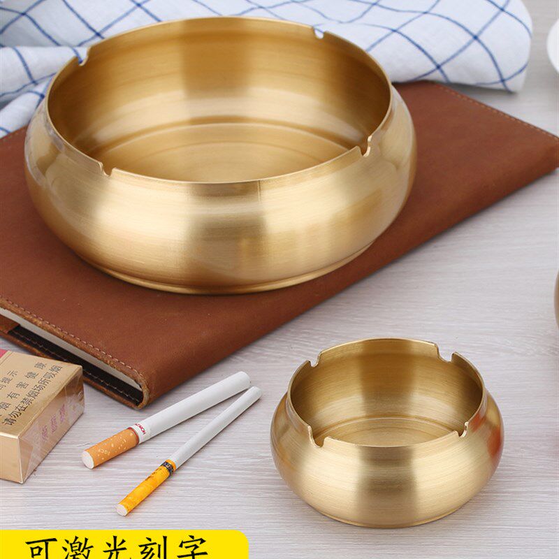 欧式纯铜烟灰缸复古典全铜烟缸家用创意个性O潮流多功能办公室摆