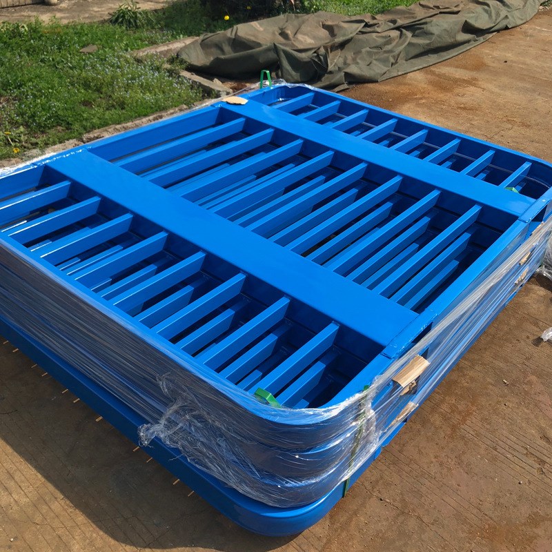 金属钢制叉车铁钢立体库 钢制圆角钢托盘 配合叉车金属钢托盘