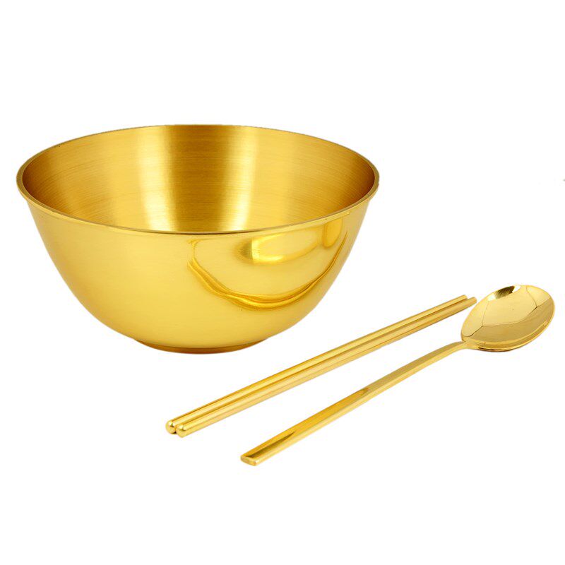 加厚铜碗摆件套装大小碗铜t筷子铜勺子金饭碗家居装饰品摆设工艺
