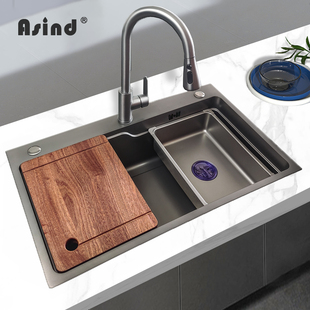 爱西迪A68f46厨房纳米水槽手工大单槽304不锈钢洗菜盆洗碗盆大单