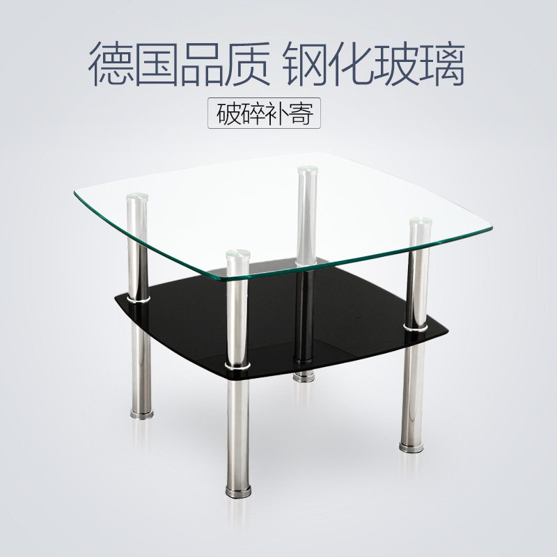 简约茶几沙发旁边小桌子迷t你现代创意钢化玻璃简易客厅边几60cm
