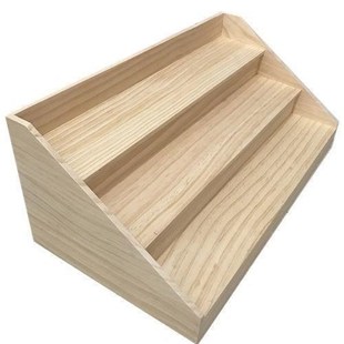 木架展示架实木梯形化妆品毛绒公仔饰品收纳手办架子桌面摆放台用