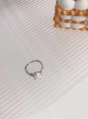 小众特别设计感星耀锆石戒指欧泊石个性高级感开口戒简约食指戒潮