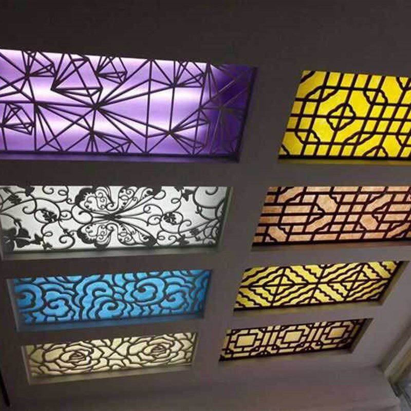 新品实木美北欧式高密度木塑板镂空E雕花板悬吊式天花板花格天花