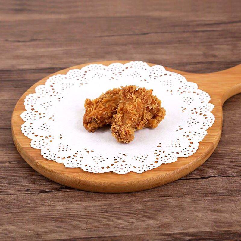 新品。6.5寸披萨吸油纸圆形花底纸E烘焙点心蛋糕装饰纸垫小吃花边