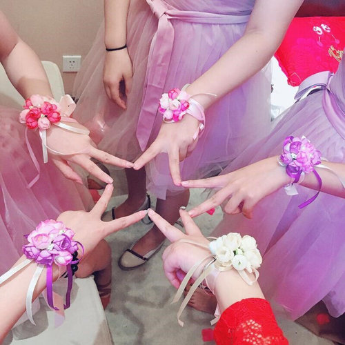 极速结婚庆P用品新娘手腕花 韩式婚礼仿真舞蹈 布U艺伴娘姐妹手环