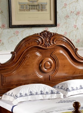 极速包邮全实木床榆木欧式床v1.8米双人床胡桃木白色开放漆沙发床