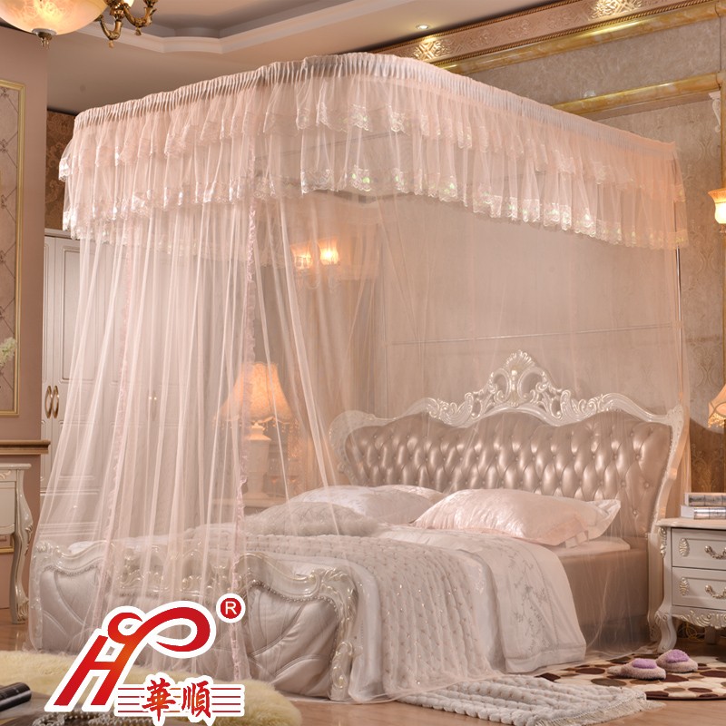 极速婚庆蚊帳不打墙落地式拉绳导轨蚊帐u型1.8m1S.5m床蚊帐的支架