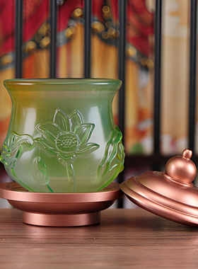 极速琉璃贡杯 h家用佛前招财净水杯 室内观音大悲水供奉圣水杯上