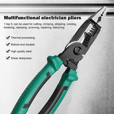 新品9 in 1 Multifunction ElectriciaFn Pliers Long Nose Plier