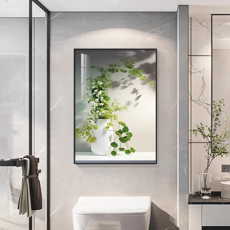 极速北欧小清g新绿植卫生间墙面装饰画免打孔洗手间墙壁画浴室厕图片