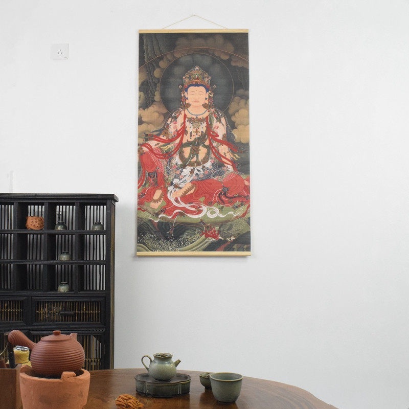 新品水月观音中式茶n室装饰画壁挂玄关背景壁饰禅意竹制挂件画墙