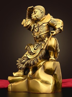 极速黄铜斗战胜佛铜器摆件齐天大圣办H公书房桌面工艺装饰品孙悟