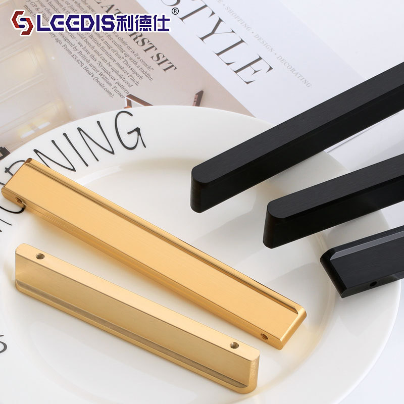 极速现代简c约铝合金柜门把手美式金色拉丝衣柜整体橱柜长条门把