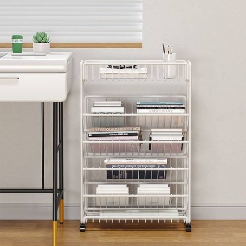 极速书桌旁小书架课桌边置物架可C移动带轮教室缝隙书本收纳小学