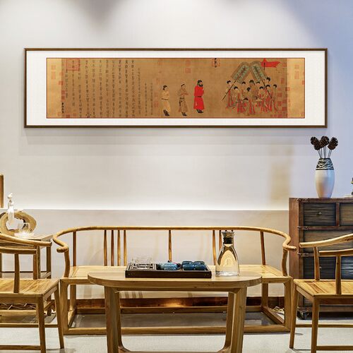 新品步辇图中式客厅装饰画茶室办B公室挂画字画仿古画十大传世名
