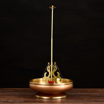 新品纯铜供佛24小时大号盘香架A家用佛堂供奉香盘伸缩塔香盘香托