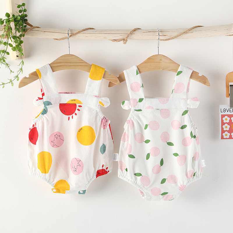 极速婴儿肚兜夏季护肚纯棉新生儿吊带连体衣薄款男T女宝宝背心包