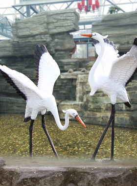 极速户外仿真仙鹤白鹭玻璃钢雕塑花园庭I院水池造景摆件园林景观