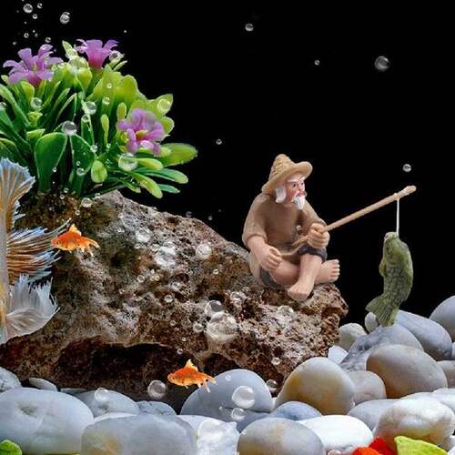 极速Fish Tank Resin Decoration Accessories Fisherman YFishin