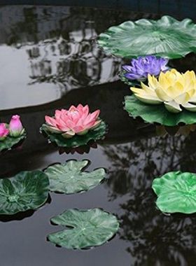 极速HOT2Pcs Artificial Floating Lotus LeaMves Fake Foliage P
