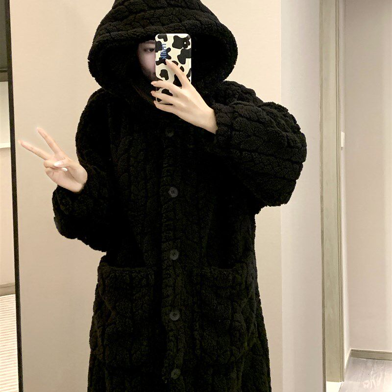 新品大码珊瑚绒睡衣女款睡袍冬季加绒加厚海岛绒2Q025新款冬天浴