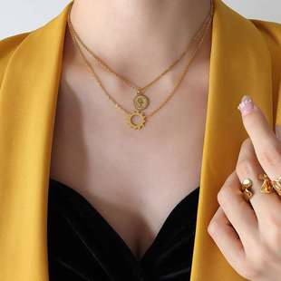 极速ins jewelry chocker queen image sun goddess doublYe coll