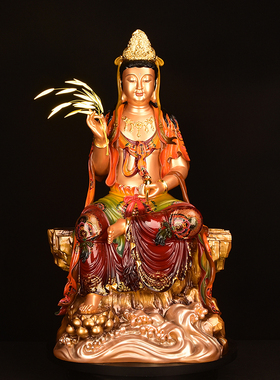 新品琉璃彩西方三圣阿弥陀佛观音菩萨大势至O菩萨佛像供奉摆件坐