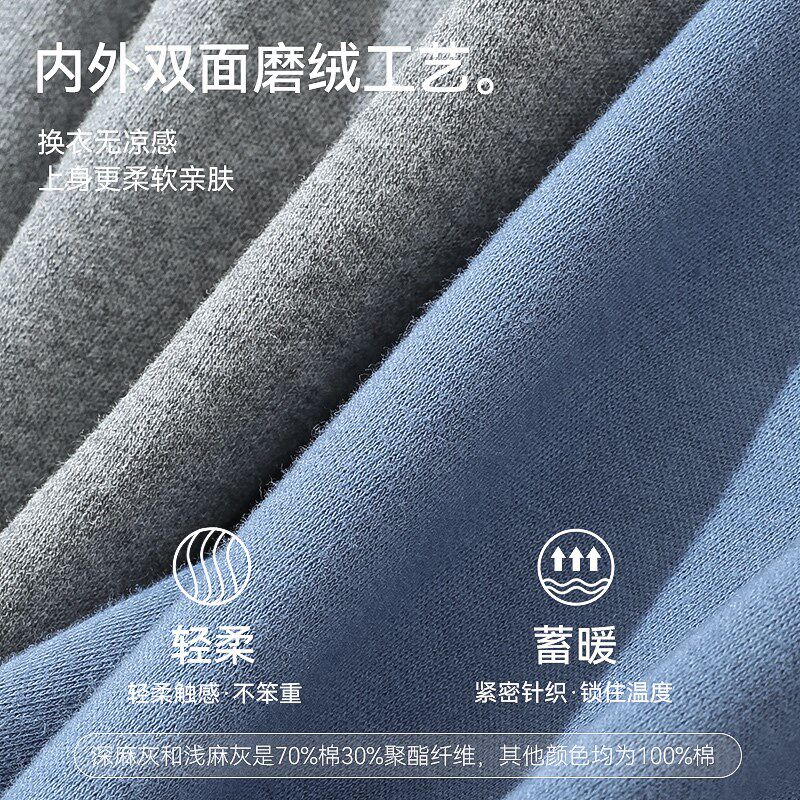 新品保暖内衣男士套装纯棉毛衫y打底中老年人爸爸秋衣秋裤线衣线