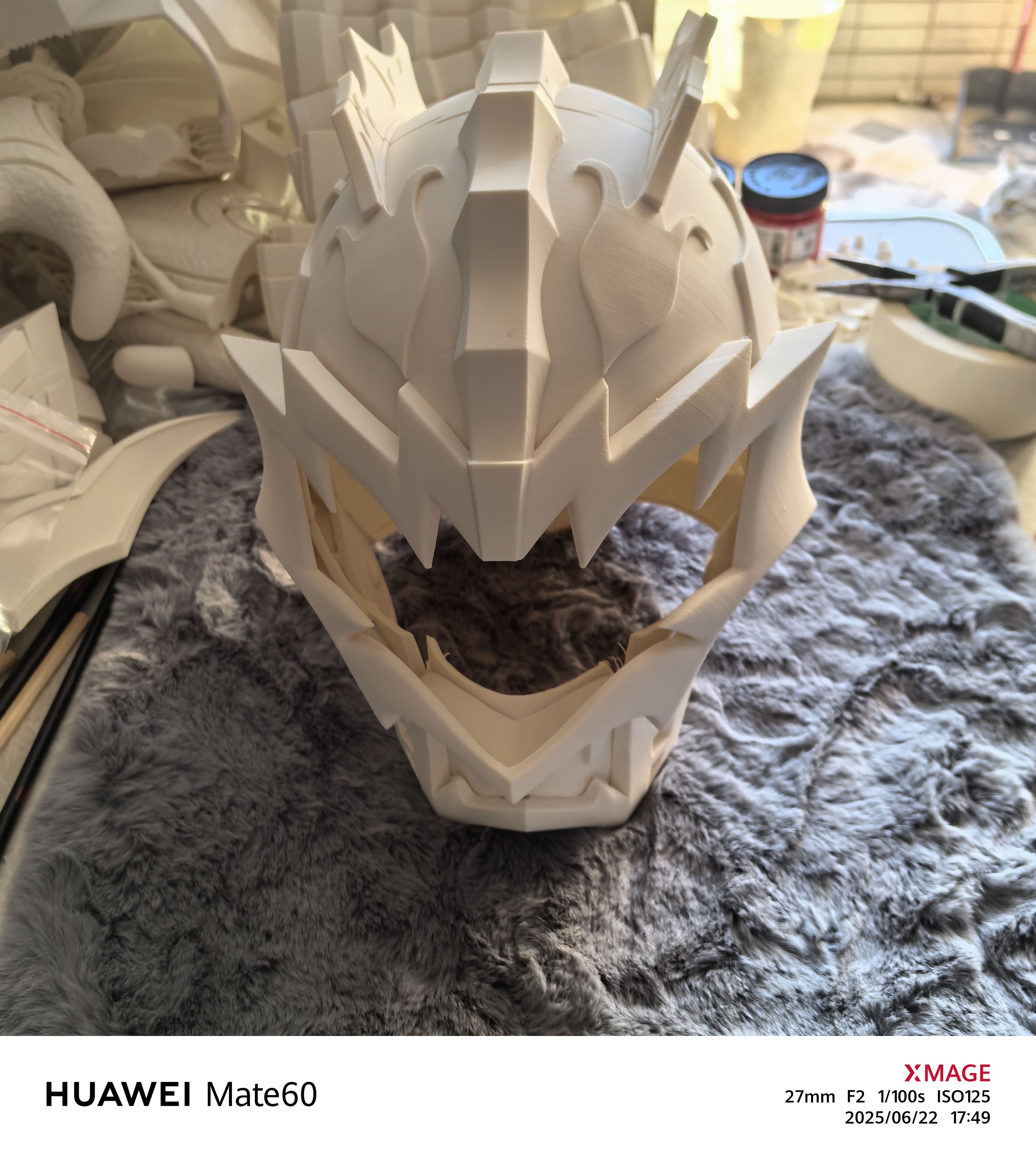 铠甲勇士--炎龙侠头盔--3d打印pla白模产品cosplay道具