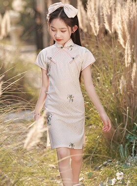 儿童旗袍2024新款夏季中国风女童改良中式礼服连衣裙小女孩洋气薄