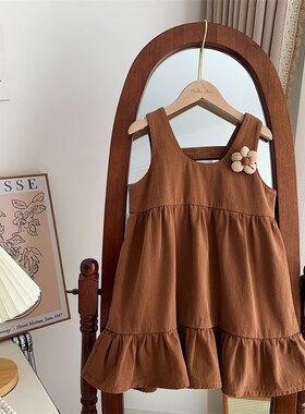 24春季新款儿童洋气背带裙女童可爱荷叶边公主裙宝宝背心裙连衣裙