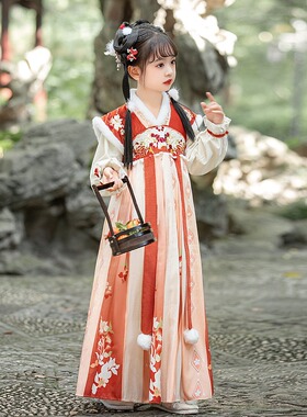 女童汉服古装2024新款冬季儿童拜年唐装加厚超仙冬款长袖襦裙冬装