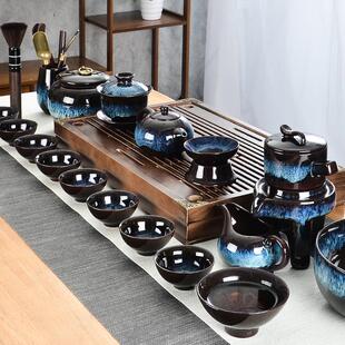 办公室会客家用客厅陶瓷茶杯半自动懒人石磨冲泡茶器 功夫茶具套装