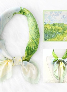 【26新款方巾合集】植物花卉印花丝巾撞色复古风女士小方巾轻奢感