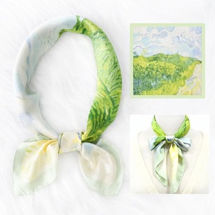 【26新款方巾合集】植物花卉印花丝巾撞色复古风女士小方巾轻奢感