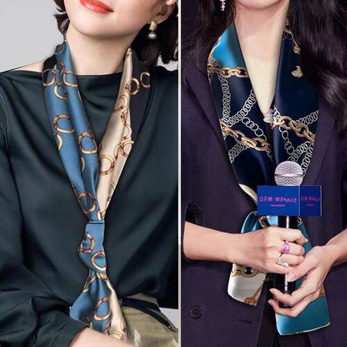 四季百搭韩式印花长条小丝巾