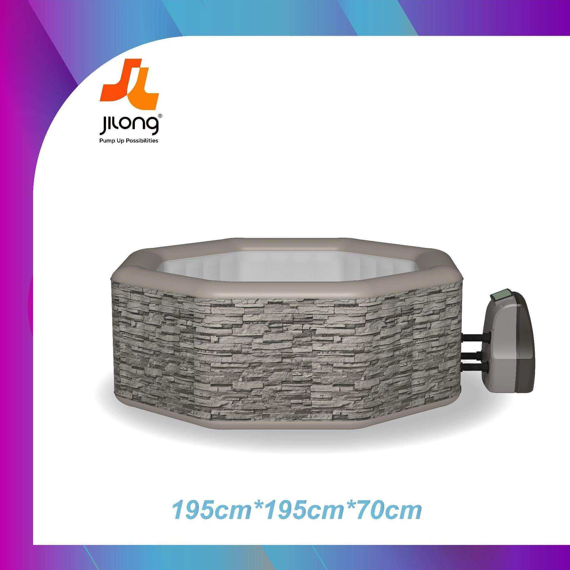 JILONG成人充气spa按摩浴缸家庭温泉浴池户外家庭成人充气水疗泳