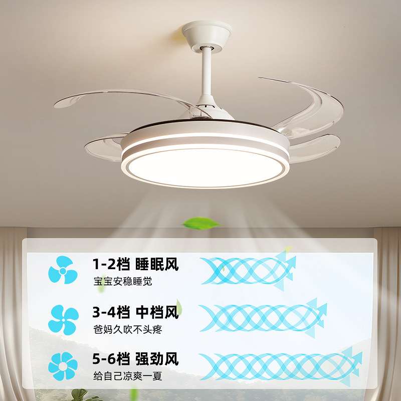 隐形风扇灯新款吊扇灯客厅卧室家用餐厅一体智能静音风扇吸顶吊灯