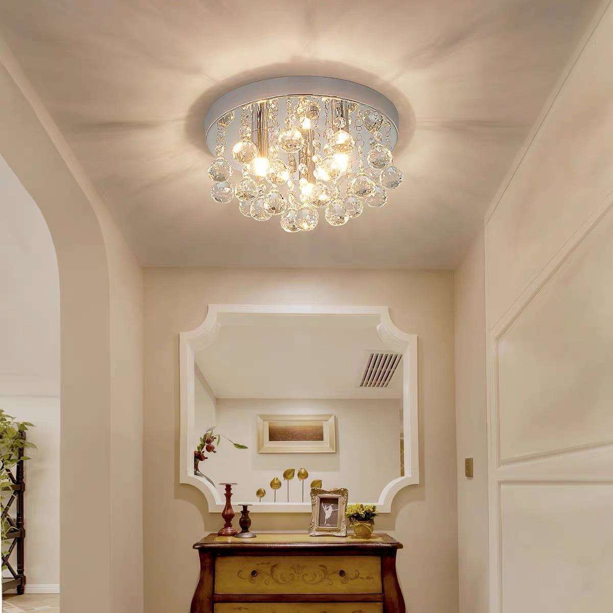 K9圆形水晶吸顶灯过道走廊玄关灯LED阳台简约现代入户轻奢灯具