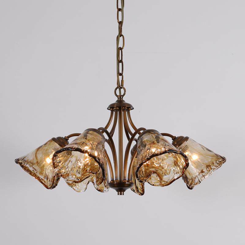 美式全铜餐厅吊灯复古田园法式朝下客厅书房卧室灯具