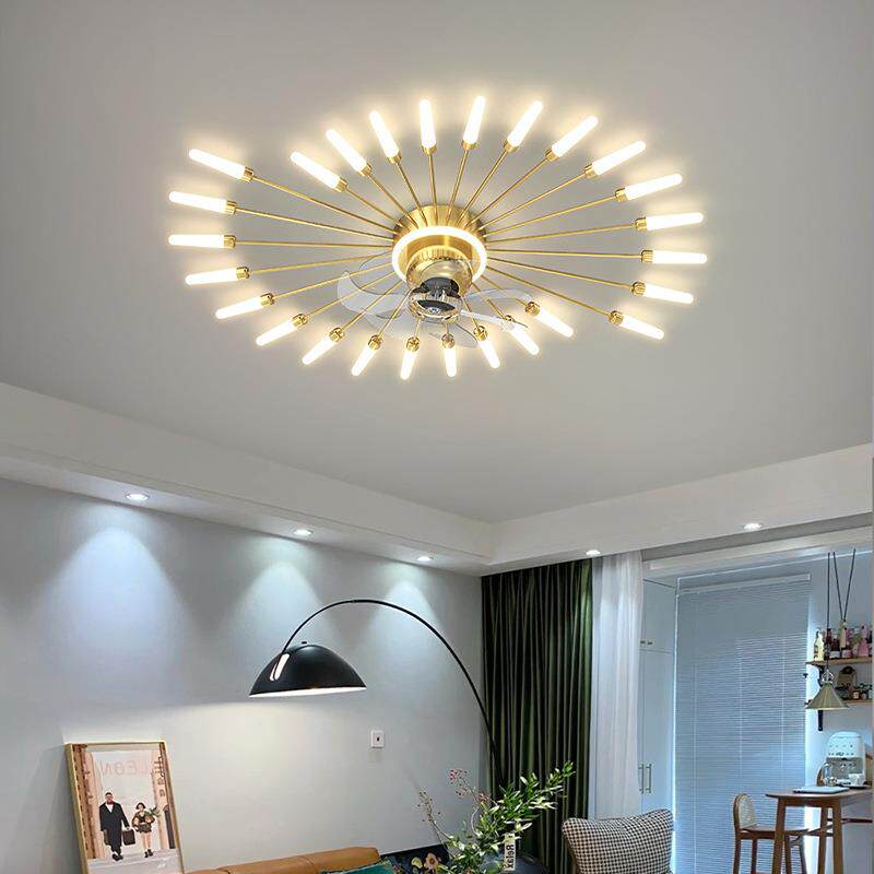 2025年新款吸顶风扇灯卧室灯扇水晶吊扇灯餐厅智能摇头带电风扇灯