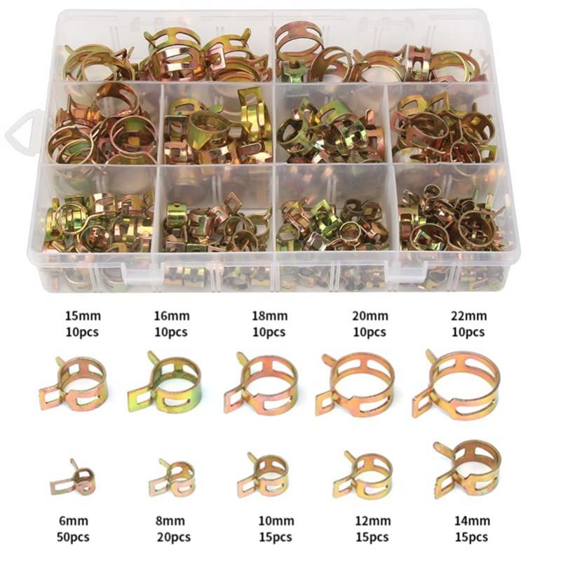 跨境165pcs盒装 6-22 mm弹性卡箍软管夹 抱箍喉箍 CPU燃油管夹