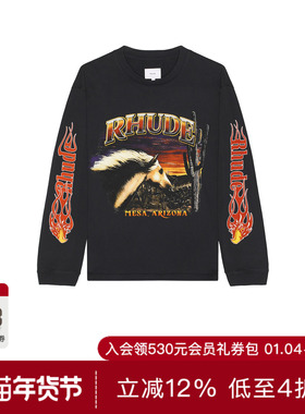 Rhude STALLION 长袖T恤 休闲时尚潮流男REVOLVE  黑色