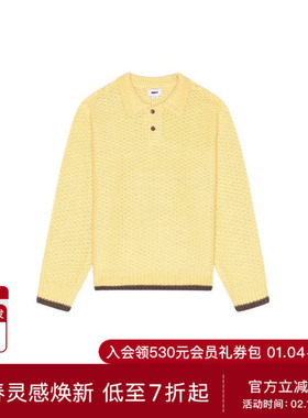 [冬季新品]Obey男装针织翻领毛衣马球衫黄色复古REVOLVE冬季保暖