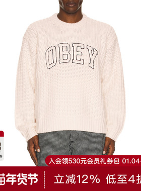 Obey COLLEGIATE 毛衣 休闲时尚潮流男REVOLVE  奶油色冬季保暖