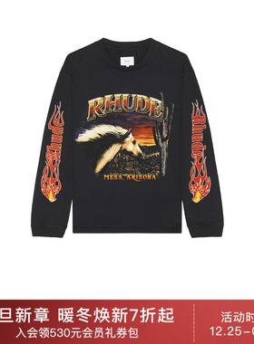 Rhude STALLION 长袖T恤 休闲时尚潮流男REVOLVE  黑色