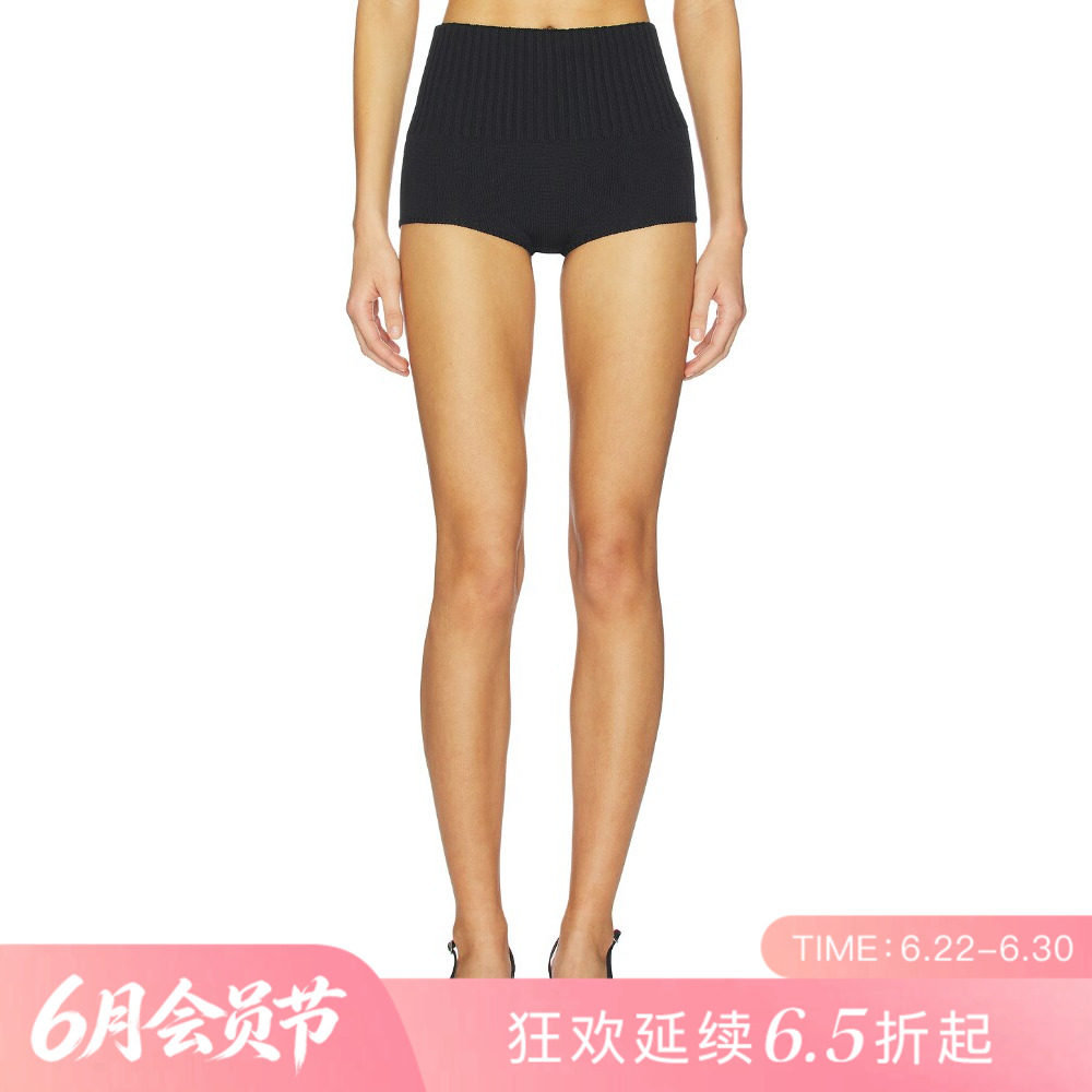 [夏季新品]REVOLVE黑色显瘦收腰直筒修身短裤简约高腰短裤