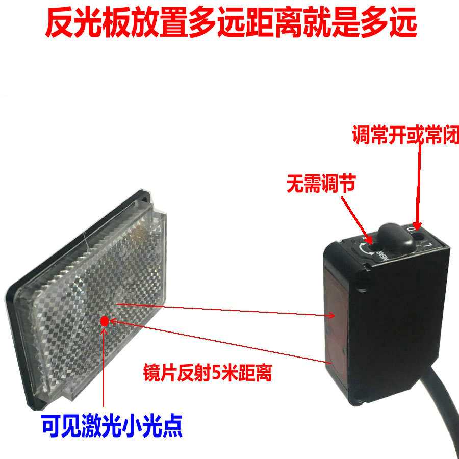 方形镜片-回归反射传激光光电开关可见小光点 反P光板感器ZR41/42